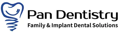 Colorful logo of Pan Family Dentistry and Implants.